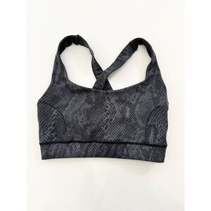 IVL Collective Womens Black Metallic Snakeskin Stay in Place Sports Bra Size 8